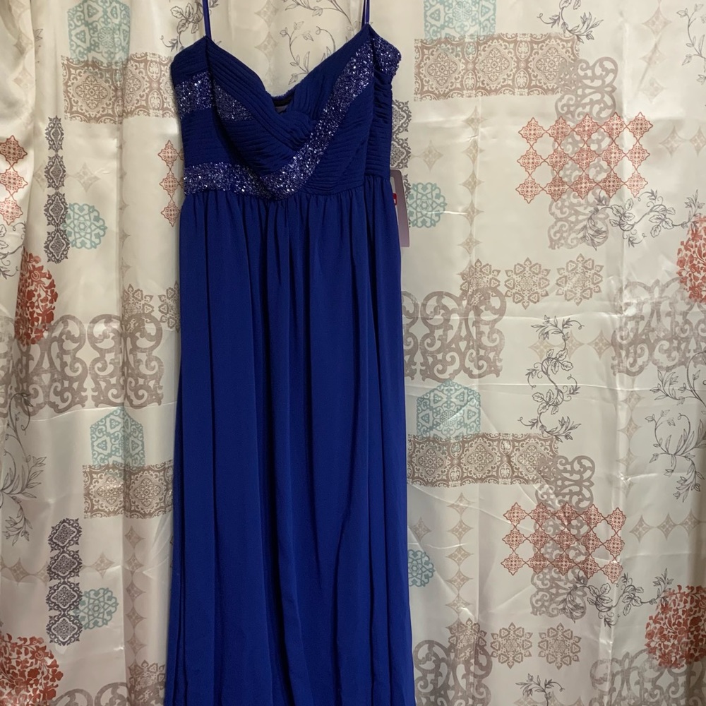 Strapless Beaded Royal Blue Gown Siz 16